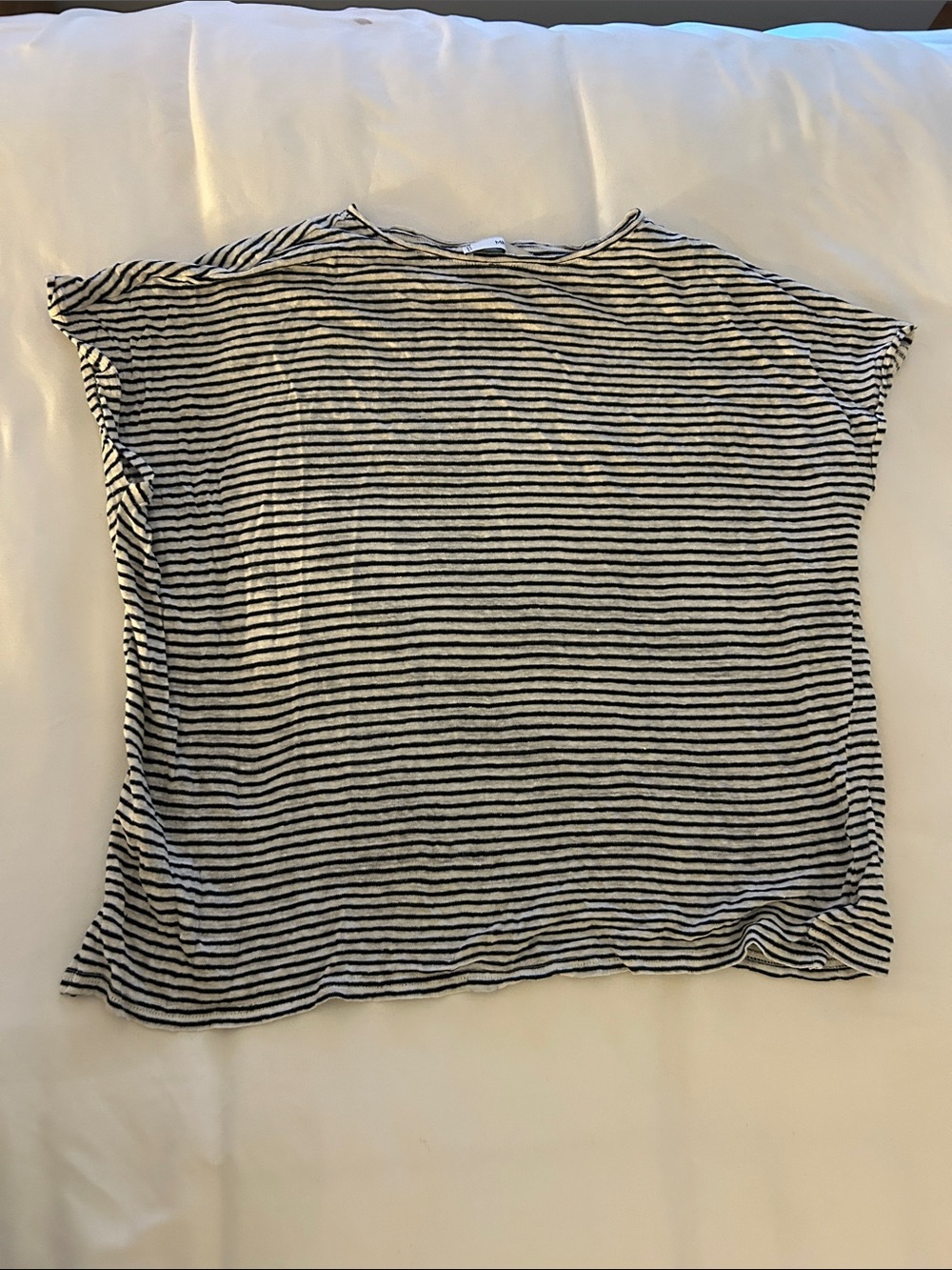 Mango Black and White Striped Short-Sleeve Tee